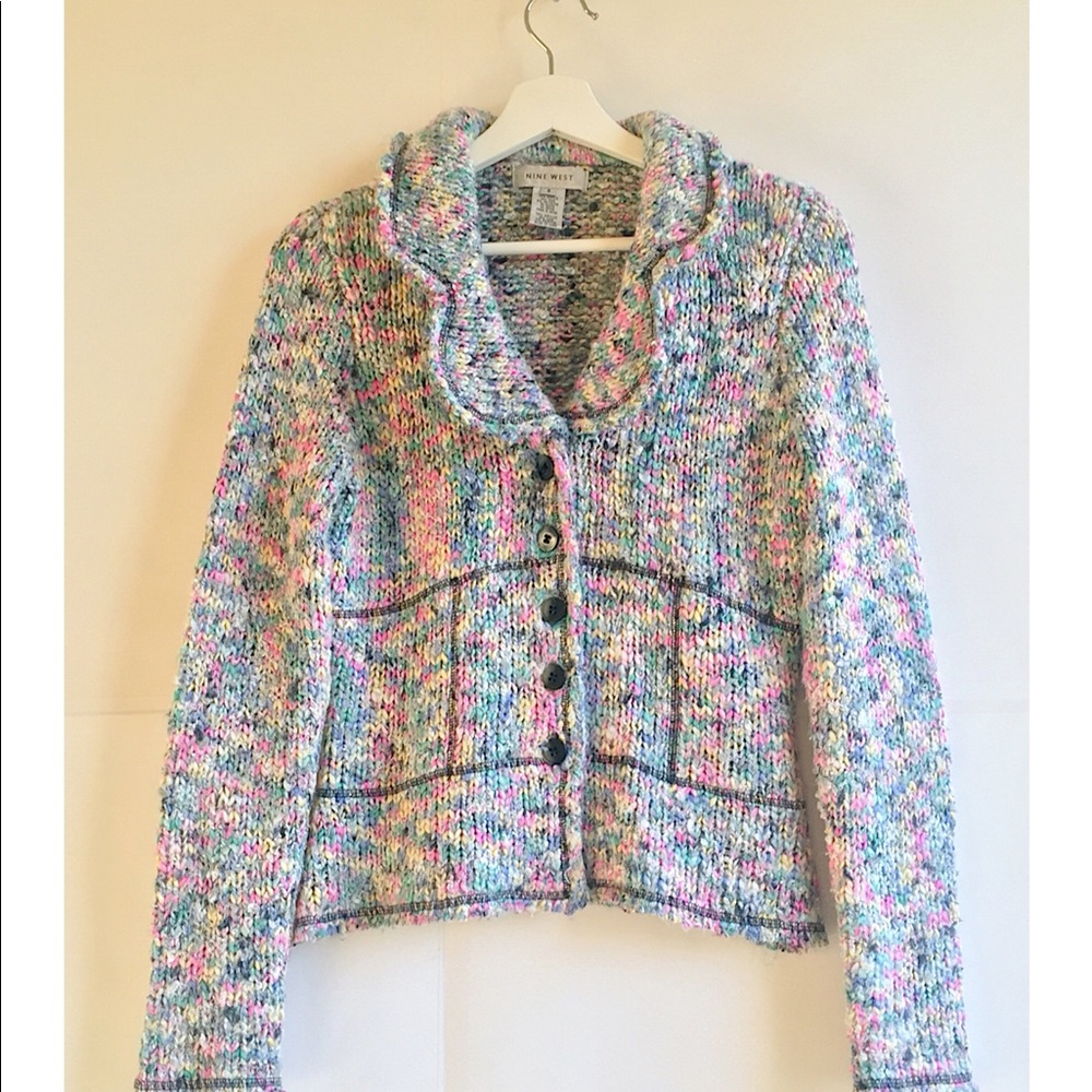 Vintage Rainbow Confetti Cardigan Blazer Sz S